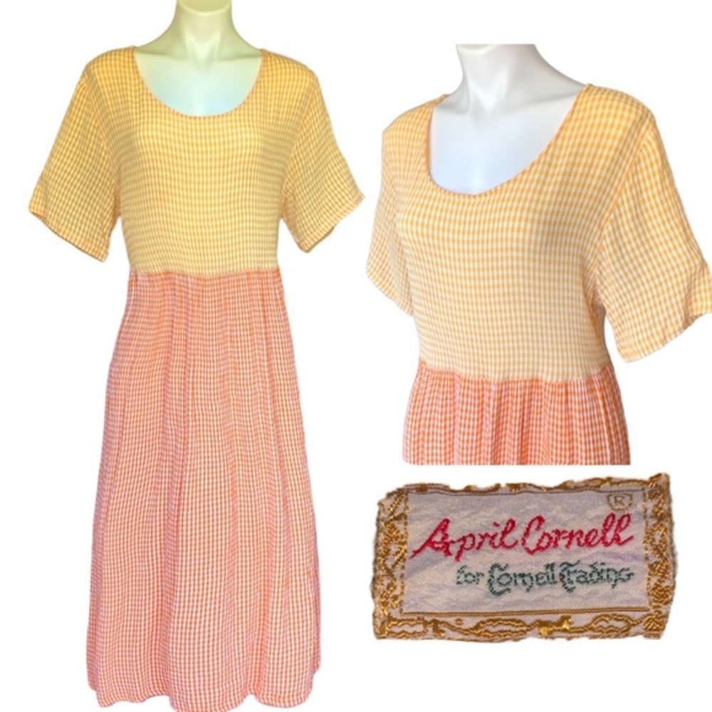 Vintage April Cornell Seersucker Gingham Plaid Dress